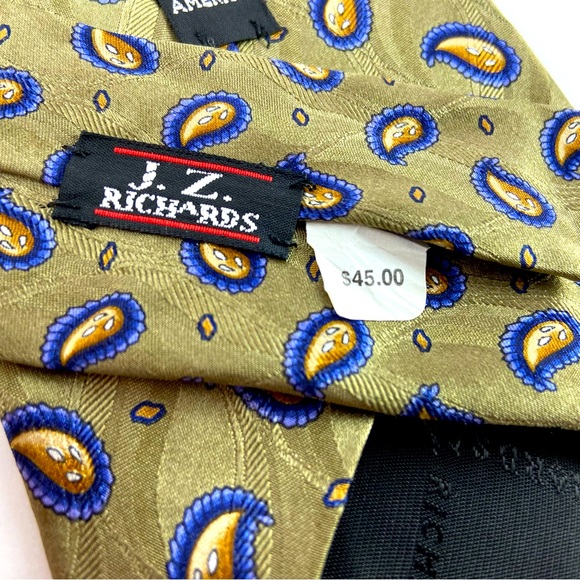 J Z Richards Silk Tie Mens Neck Tie 59" Width 3 3/4" Made in America Handmade - Picture 5 of 8